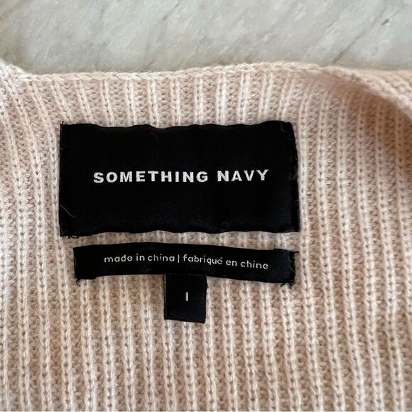 Something Navy two-tone open front cardigan Wool Blend Size L. - Picture 5 of 8